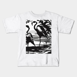 Flamingo Shadow Silhouette Anime Style Collection No. 145 Kids T-Shirt